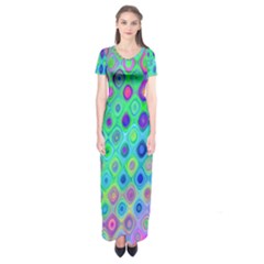 Background Texture Pattern Colorful Short Sleeve Maxi Dress