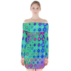 Background Texture Pattern Colorful Long Sleeve Off Shoulder Dress