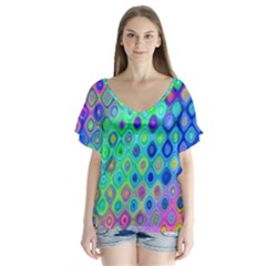 Background Texture Pattern Colorful Flutter Sleeve Top