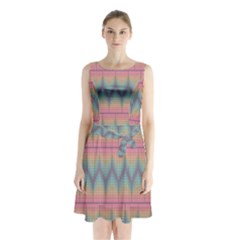 Pattern Background Texture Colorful Sleeveless Chiffon Waist Tie Dress