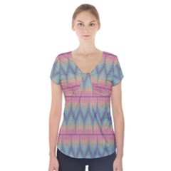 Pattern Background Texture Colorful Short Sleeve Front Detail Top