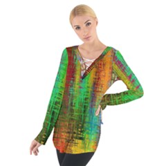 Color Abstract Background Textures Women s Tie Up Tee