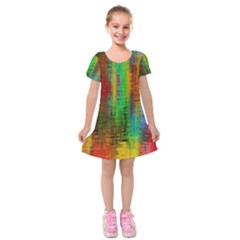 Color Abstract Background Textures Kids  Short Sleeve Velvet Dress