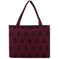 Elegant Black And Red Damask Antique Vintage Victorian Lace Style Mini Tote Bag by yoursparklingshop