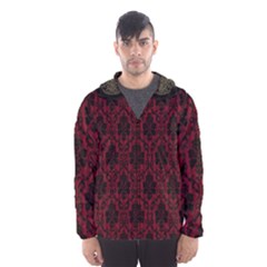 Elegant Black And Red Damask Antique Vintage Victorian Lace Style Hooded Wind Breaker (men)