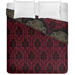 Elegant Black And Red Damask Antique Vintage Victorian Lace Style Duvet Cover Double Side (california King Size)