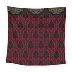 Elegant Black And Red Damask Antique Vintage Victorian Lace Style Square Tapestry (large)