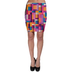 Abstract Background Geometry Blocks Bodycon Skirt by Simbadda