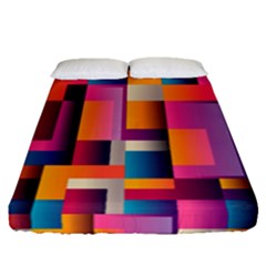 Abstract Background Geometry Blocks Fitted Sheet (queen Size)