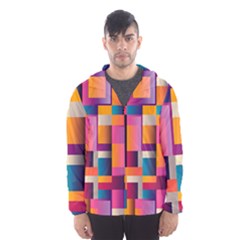 Abstract Background Geometry Blocks Hooded Wind Breaker (men)