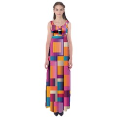 Abstract Background Geometry Blocks Empire Waist Maxi Dress