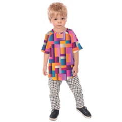 Abstract Background Geometry Blocks Kids  Raglan Tee