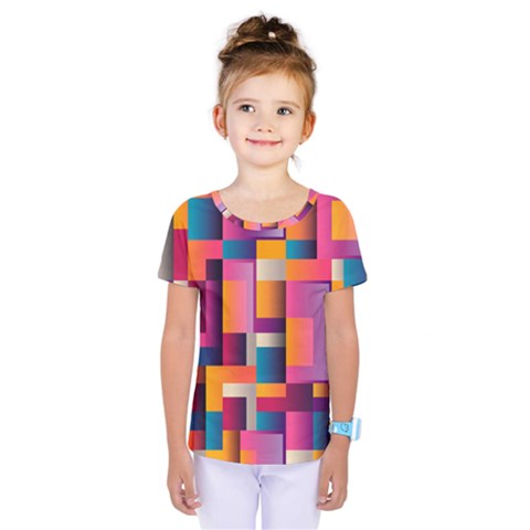 Abstract Background Geometry Blocks Kids  One Piece Tee by Simbadda