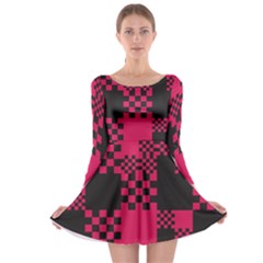 Cube Square Block Shape Creative Long Sleeve Skater Dress