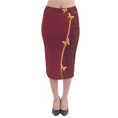 Greeting Card Invitation Red Velvet Midi Pencil Skirt