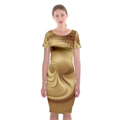 Gold Background Texture Pattern Classic Short Sleeve Midi Dress by Simbadda