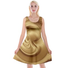 Gold Background Texture Pattern Reversible Velvet Sleeveless Dress by Simbadda