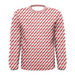 Pattern Red White Background Men s Long Sleeve Tee by Simbadda