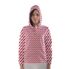 Pattern Red White Background Hooded Wind Breaker (women) by Simbadda