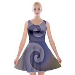 Logo Wave Design Abstract Velvet Skater Dress by Simbadda