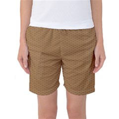 Pattern Honeycomb Pattern Brown Women s Basketball Shorts by Simbadda