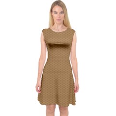 Pattern Honeycomb Pattern Brown Capsleeve Midi Dress by Simbadda