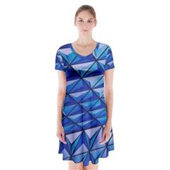 Lines Geometry Architecture Texture Short Sleeve V-neck Flare Dress by Simbadda