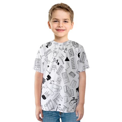 Furniture Black Decor Pattern Kids  Sport Mesh Tee by Simbadda