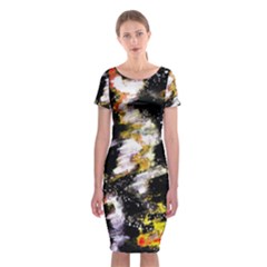 Canvas Acrylic Digital Design Classic Short Sleeve Midi Dress by Simbadda