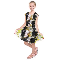 Canvas Acrylic Digital Design Kids  Short Sleeve Dress