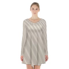 Sand Pattern Wave Texture Long Sleeve Velvet V-neck Dress by Simbadda