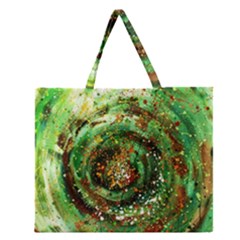 Canvas Acrylic Design Color Zipper Large Tote Bag by Simbadda