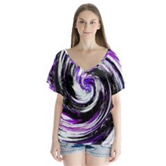 Canvas Acrylic Digital Design Flutter Sleeve Top