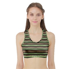 Camo Stripes Print Sports Bra With Border