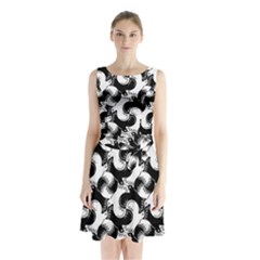 Birds Flock Together Sleeveless Chiffon Waist Tie Dress by Simbadda