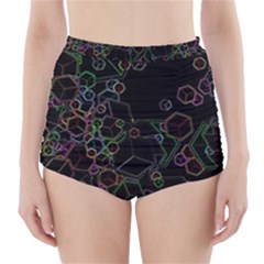 Boxs Black Background Pattern High-waisted Bikini Bottoms by Simbadda