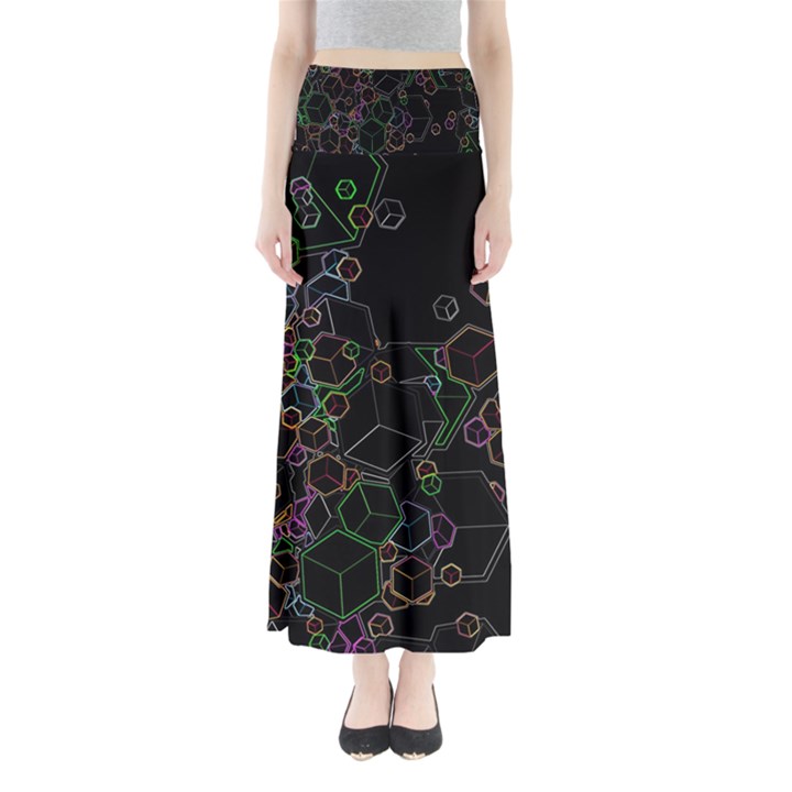 Boxs Black Background Pattern Maxi Skirts