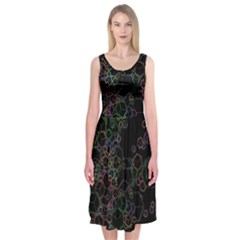 Boxs Black Background Pattern Midi Sleeveless Dress by Simbadda