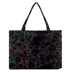 Boxs Black Background Pattern Medium Zipper Tote Bag by Simbadda