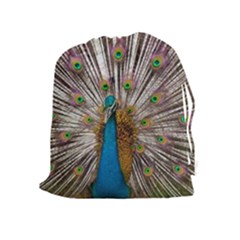 Indian Peacock Plumage Drawstring Pouches (extra Large) by Simbadda