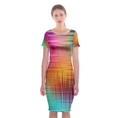 Colourful Weave Background Classic Short Sleeve Midi Dress by Simbadda