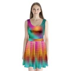 Colourful Weave Background Split Back Mini Dress  by Simbadda