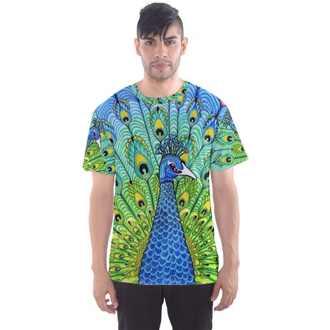 Peacock Bird Animation Men s Sport Mesh Tee by Simbadda