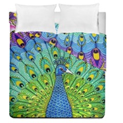 Peacock Bird Animation Duvet Cover Double Side (queen Size) by Simbadda