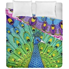 Peacock Bird Animation Duvet Cover Double Side (california King Size) by Simbadda