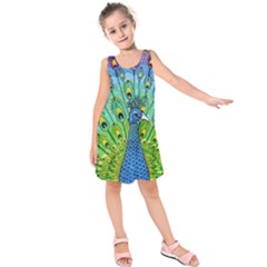 Peacock Bird Animation Kids  Sleeveless Dress