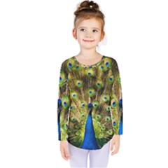 Peacock Bird Kids  Long Sleeve Tee