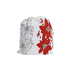 Poinsettia Flower Coloring Page Drawstring Pouches (medium)  by Simbadda