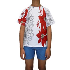 Poinsettia Flower Coloring Page Kids  Short Sleeve Swimwear by Simbadda