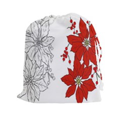 Poinsettia Flower Coloring Page Drawstring Pouches (xxl) by Simbadda